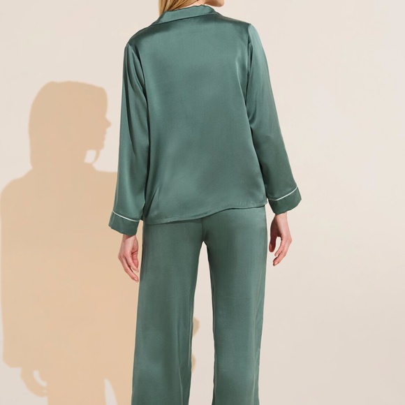 Inez Washable Silk Long PJ Set in Agave/Surf Spray - Picture 2 of 3